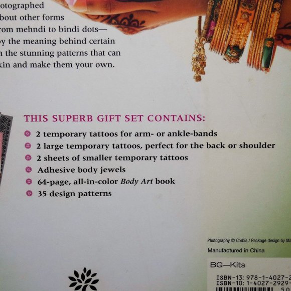 Body Art Book & Gift Set Temporary Tattoos Body Jewels NEW IN BOX - Picture 4 of 5